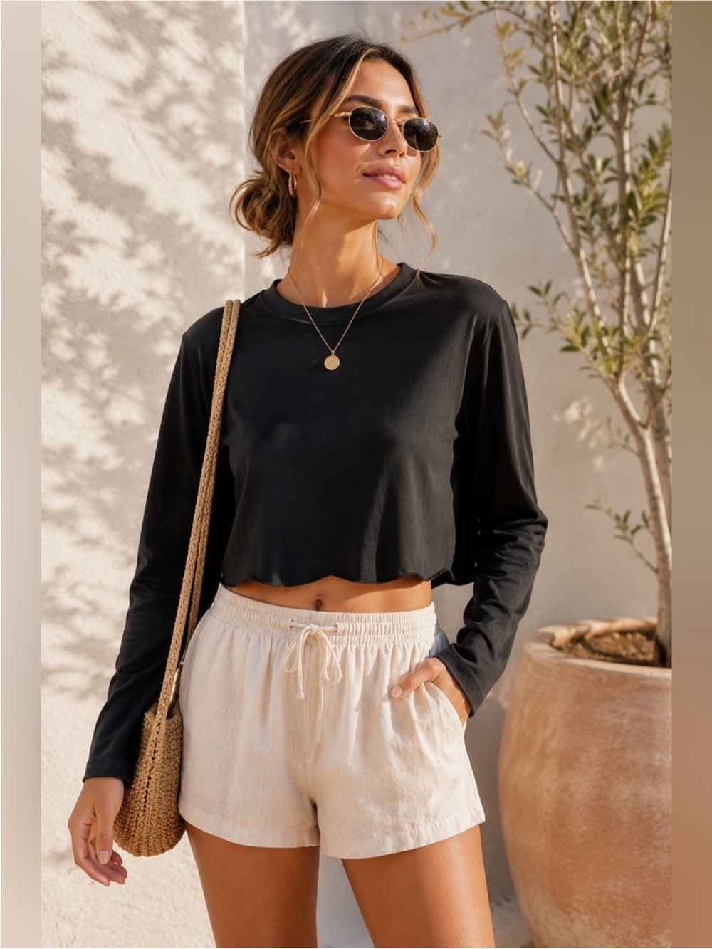 WeWoreWhat Cropped Sweatshirt in Charcoal Black S/P